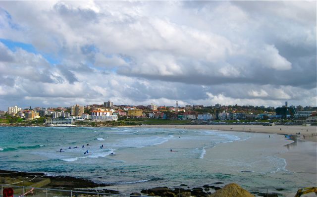 A windswept Bondi Beach