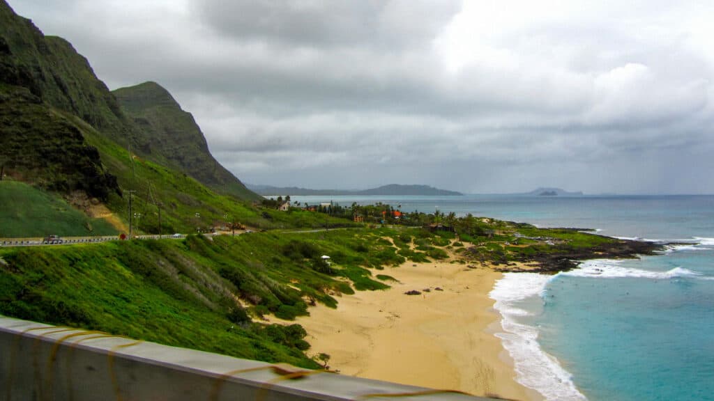 Driving along Oahu's east coast