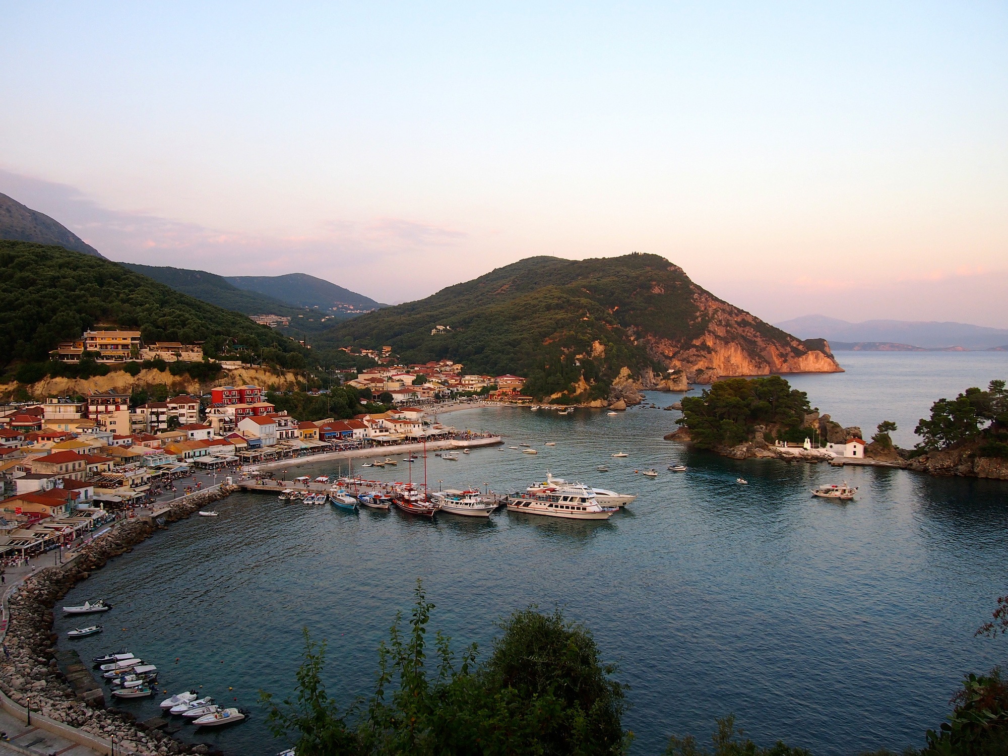 Parga, Greece at sunset