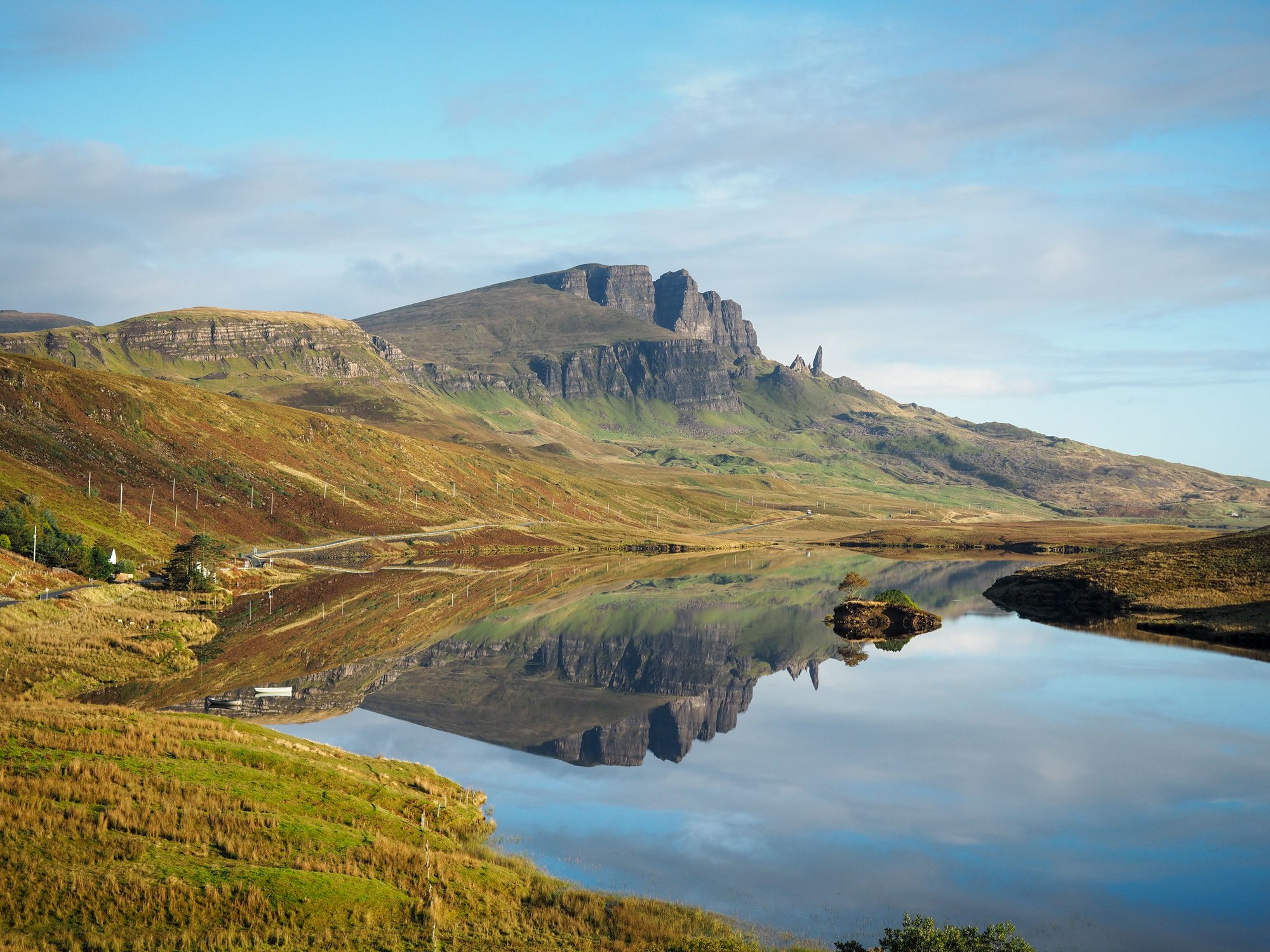Old Man of Storr reflected in Loch Fada on the Isle of Skye