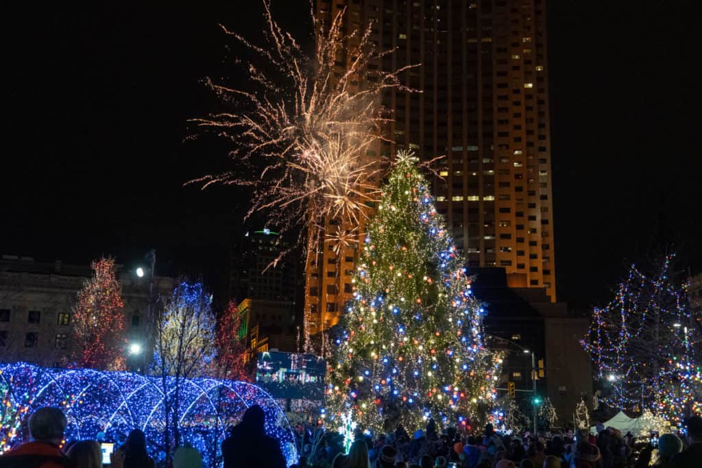 Cleveland Christmas tree lighting with fireworks