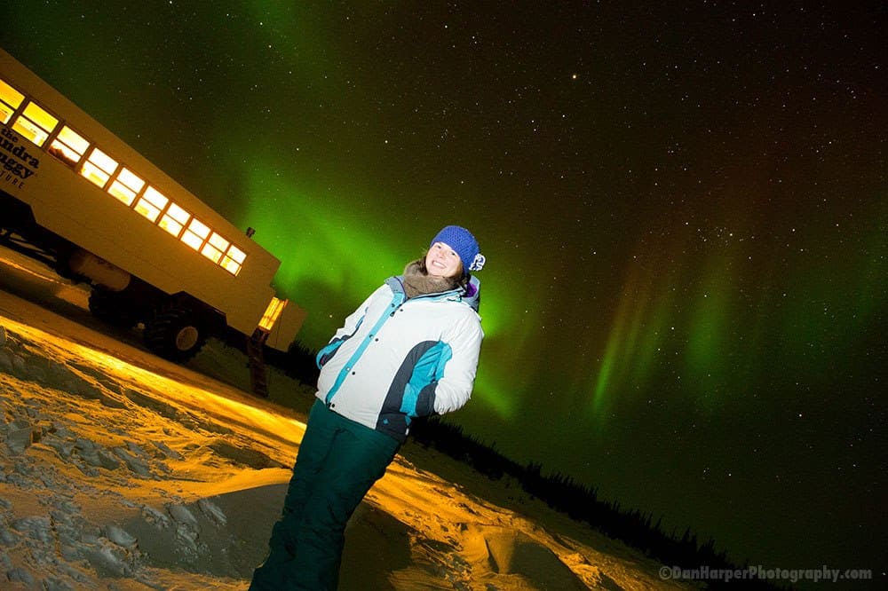 Amanda under the Northern Lights