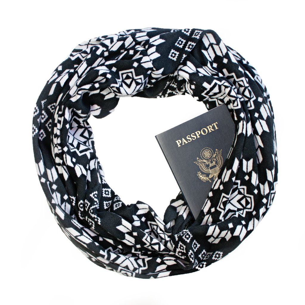 Hidden pocket travel scarf