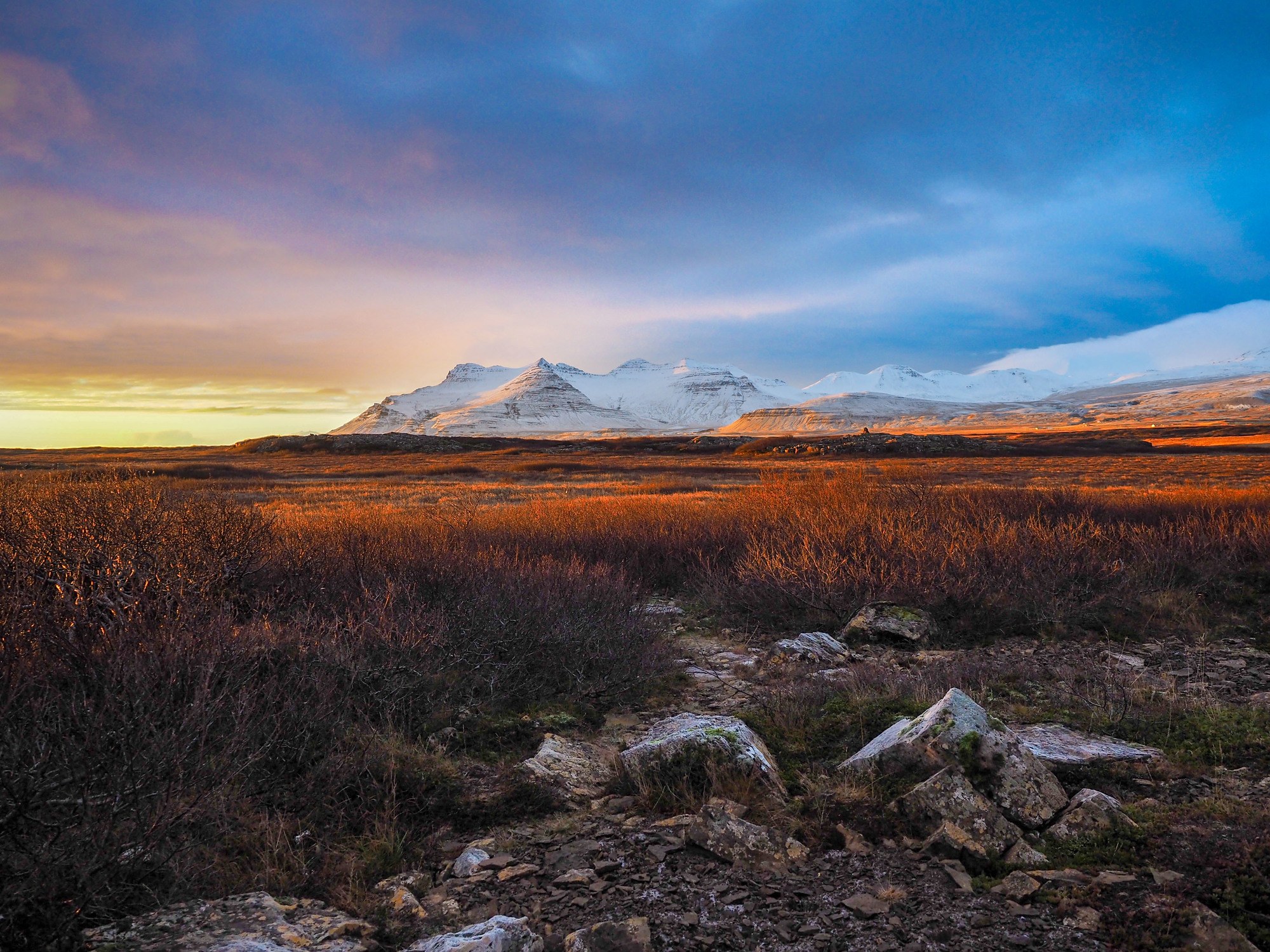 Mountain sunset in Iceland