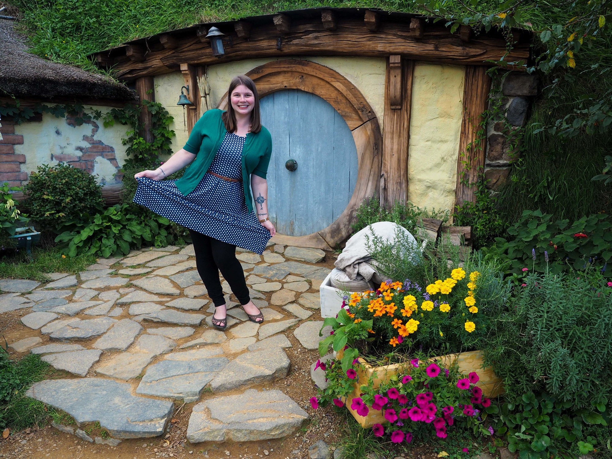 Amanda on a Hobbiton tour