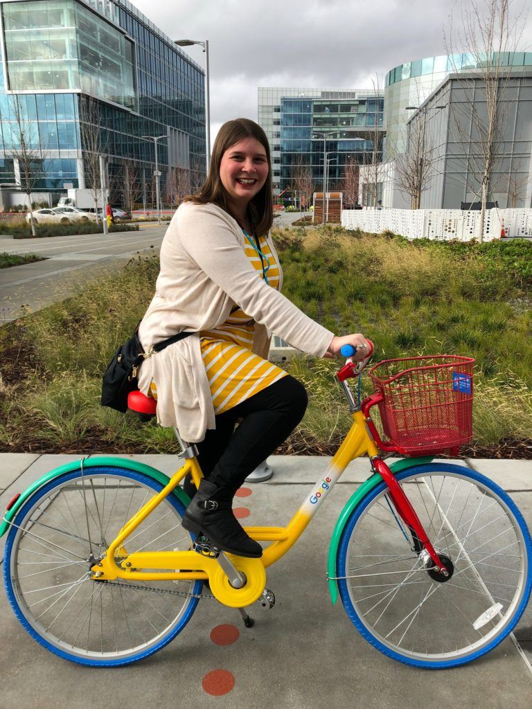 Amanda on a Google bike