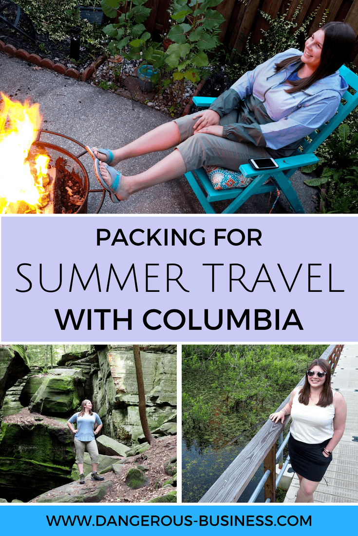 Sample summer travel outfits using Columbia clothing