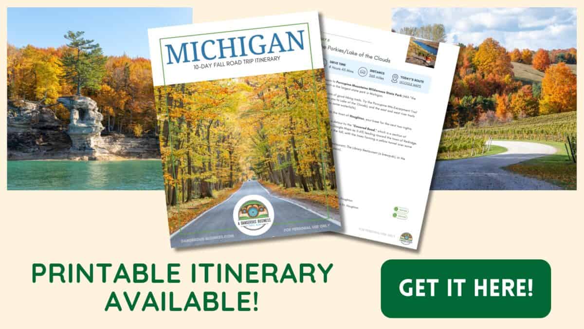 Michigan fall road trip printable itinerary