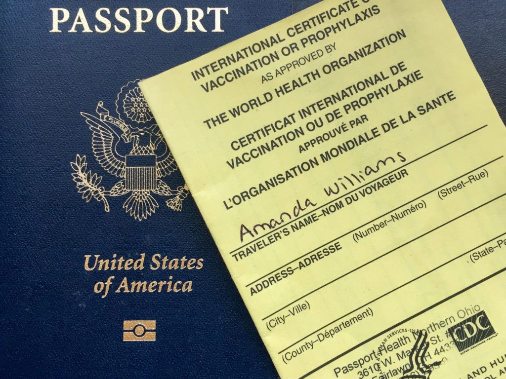 Passport and vaccine card
