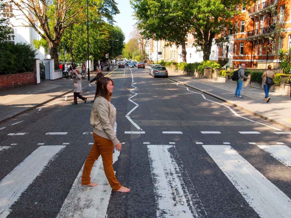 Amanda crossing Abbey Road