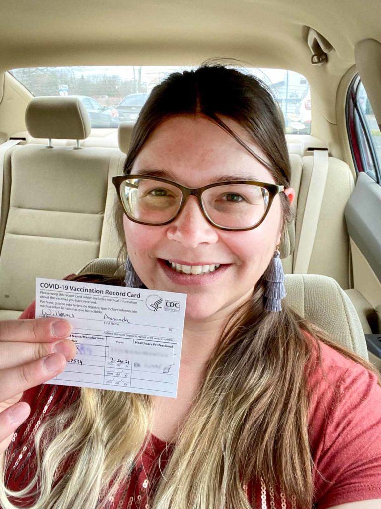 Amanda with vaccine card