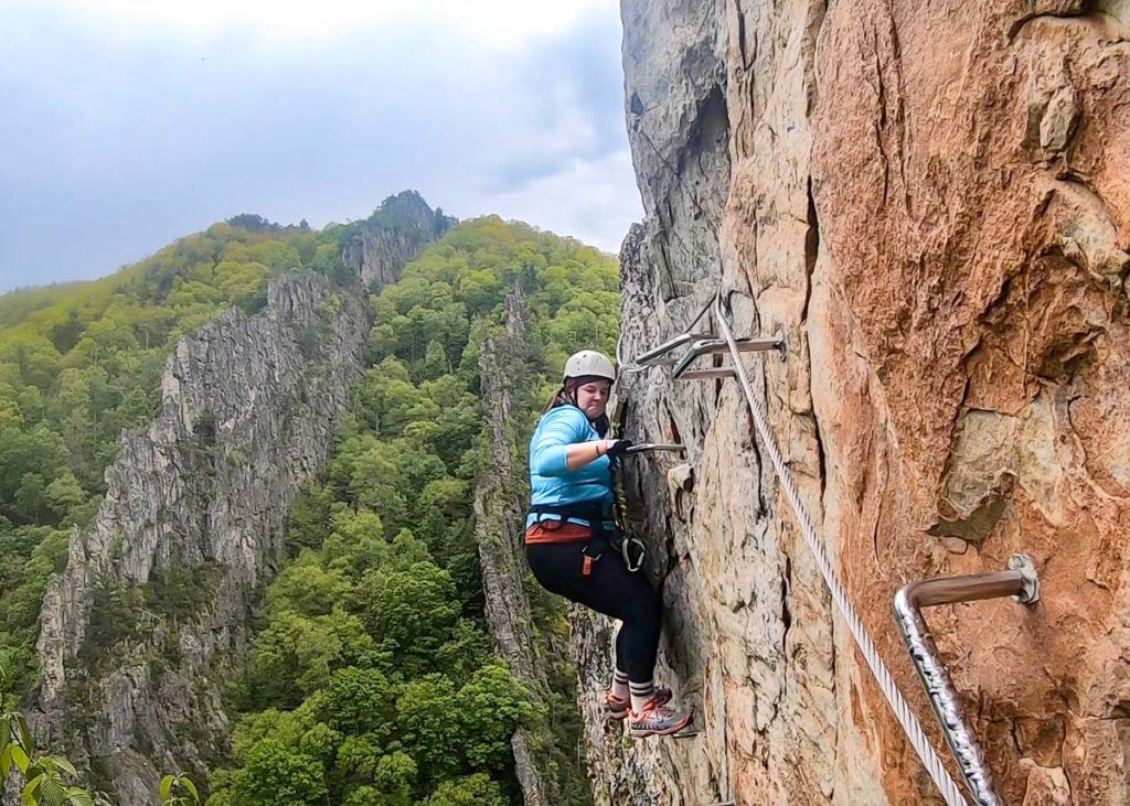 Amanda on the Nrocks via ferrata