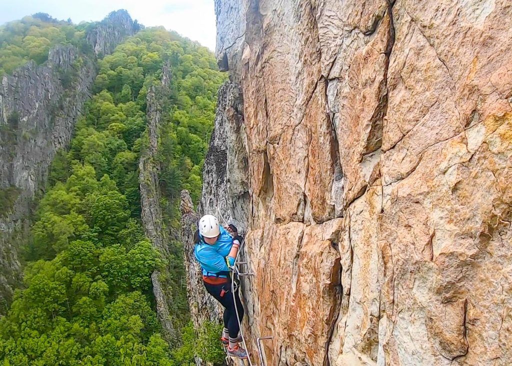 Amanda on the Nrocks via ferrata