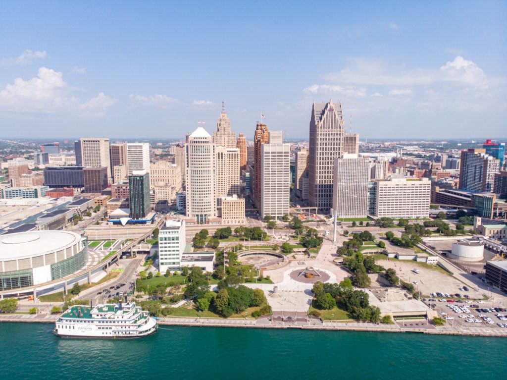 Detroit skyline from the air