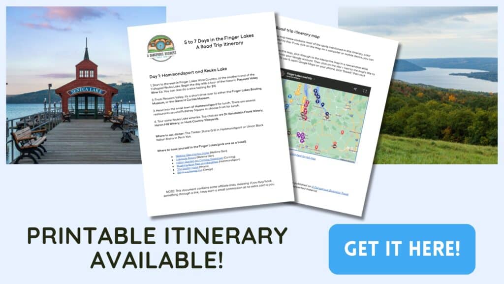 Finger Lakes road trip itinerary printable