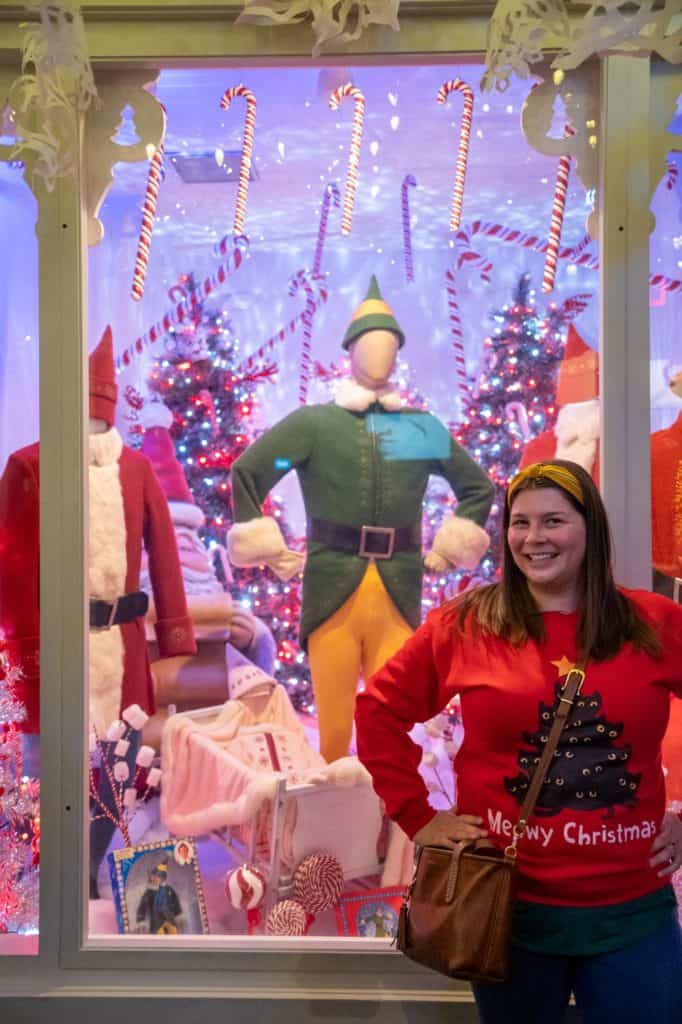 Amanda with costumes from Elf at Castle Noel