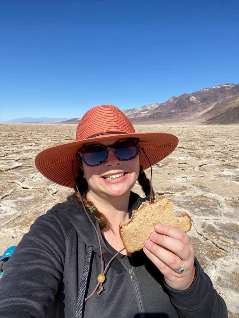 Eating a sandwich in Death Valley