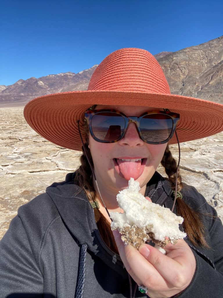 Tasting salt at Badwater Basin