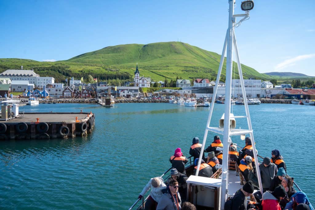 Whale watching boat in Husavik