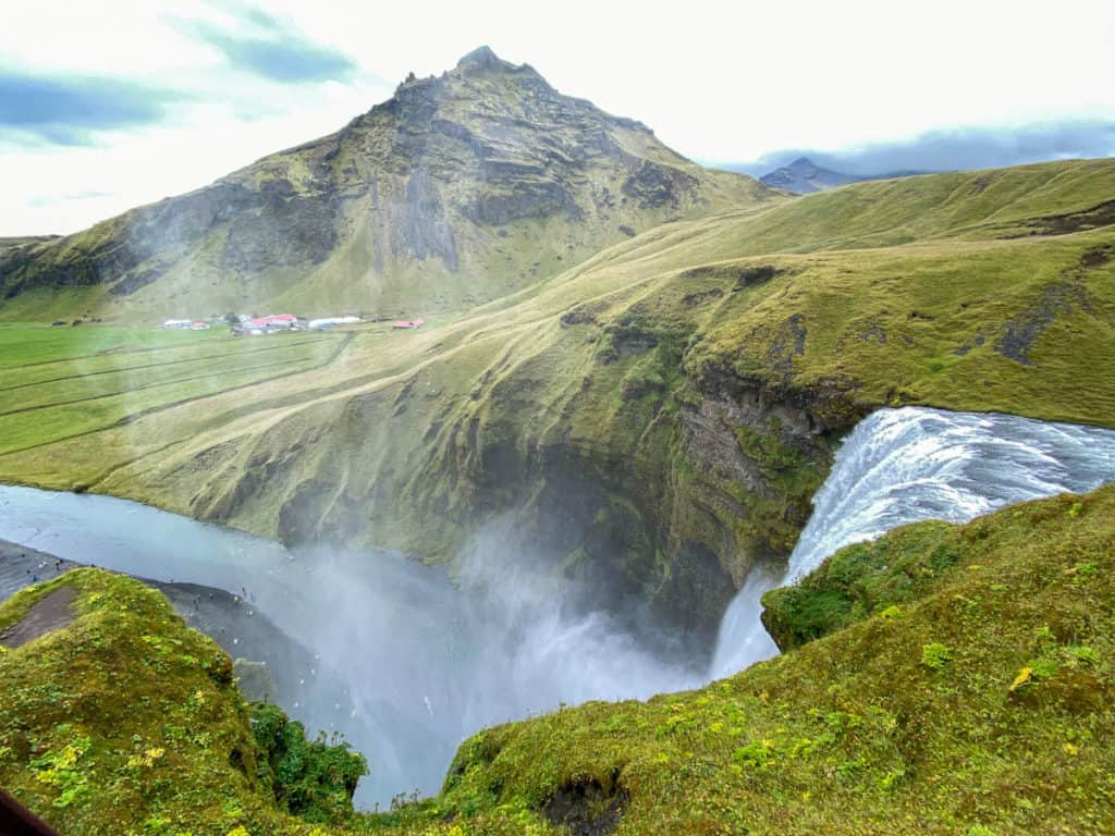 View at the top of Skogafoss