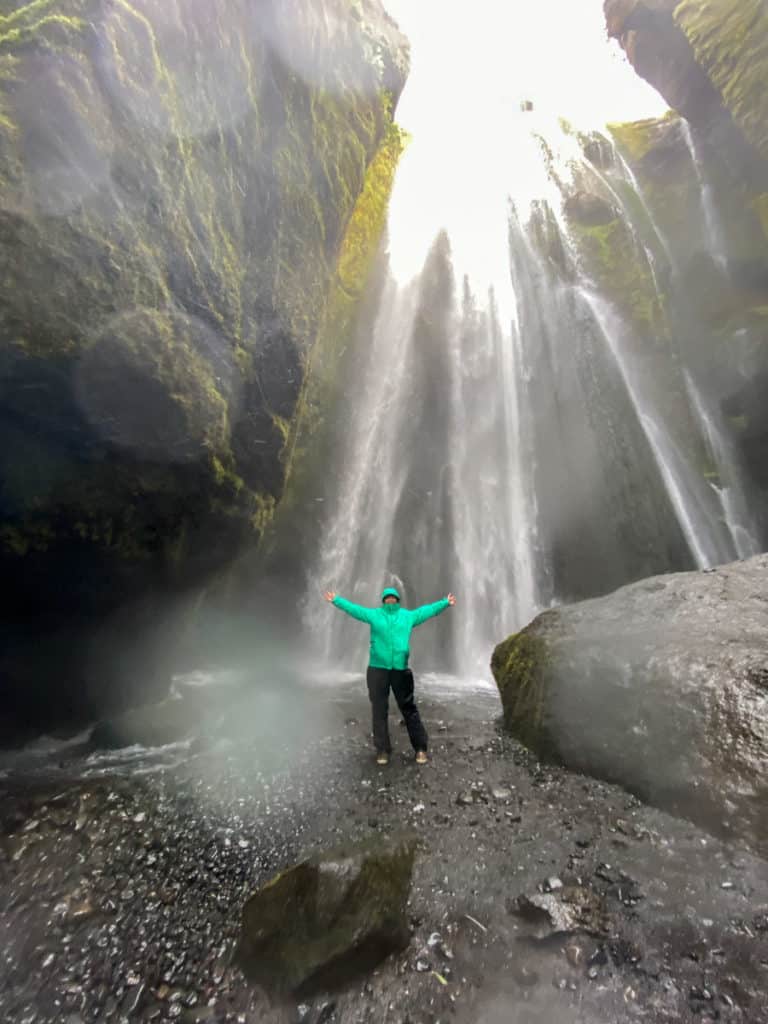 Amanda at Gljufrabui waterfall