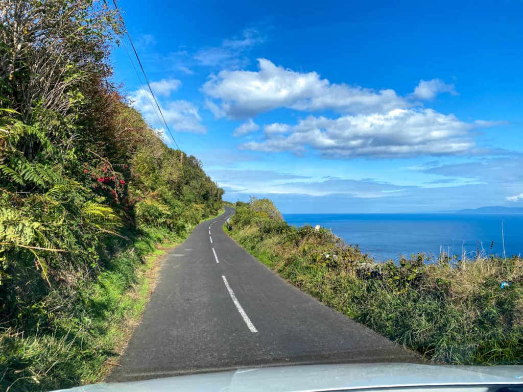 Narrow road of Torr Head Scenic Route in Northern Ireland