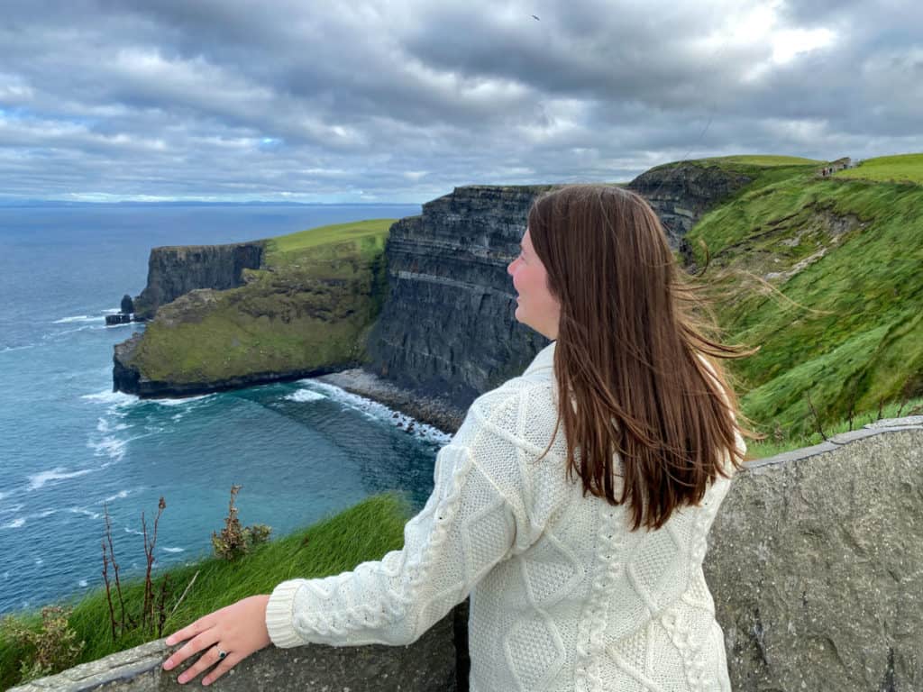 Amanda looking out over the Cliffs of Moher