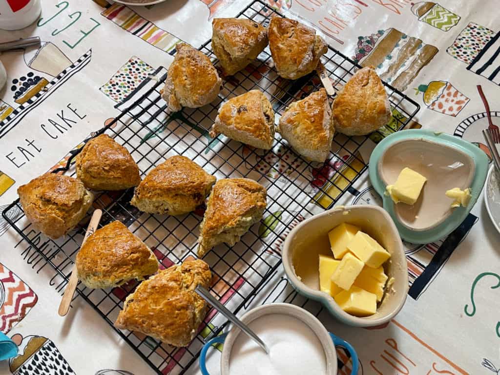 Irish scones on a cooling rack