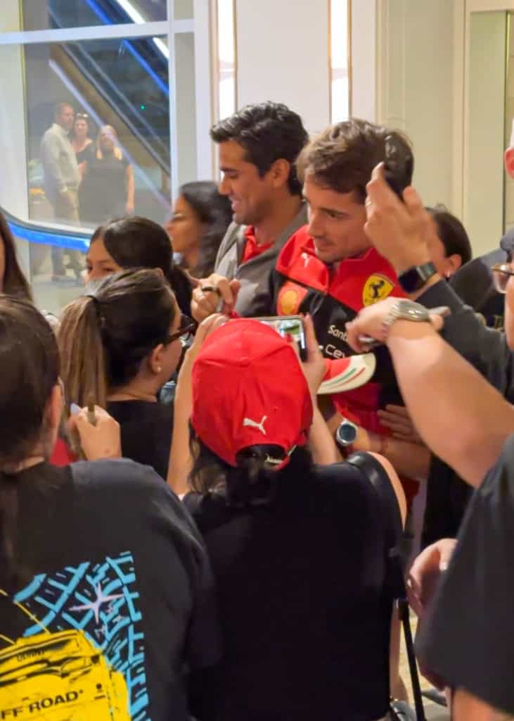 Charles Leclerc getting mobbed by F1 fans