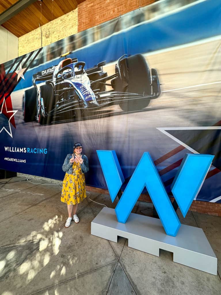 Amanda at the Williams racing pop-up