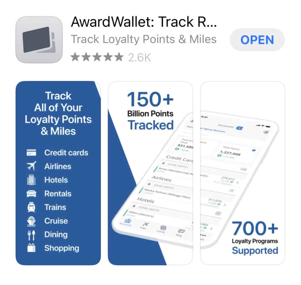 Award Wallet app screenshot