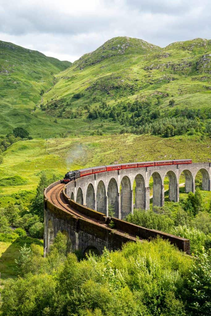 Jacobite Steam Train crossing the Glenfinnan Viaduct