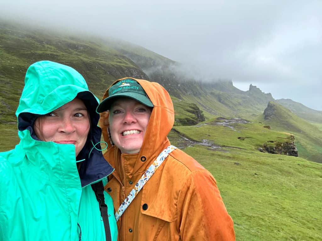 Amanda and Keryn very wet in Scotland
