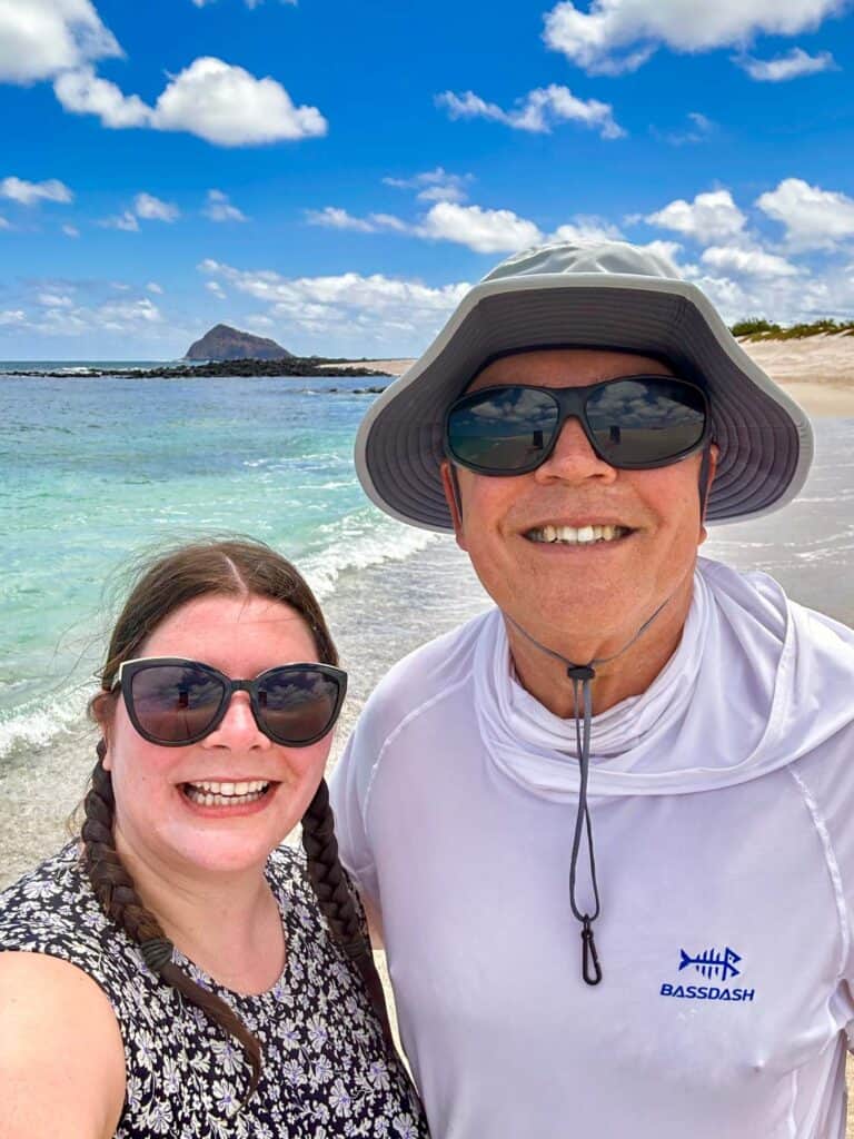 Amanda and Dad in sunglasses in the Galapagos