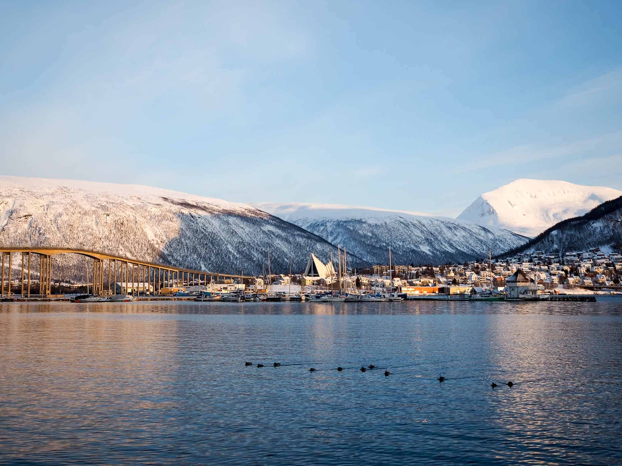 A snowy Tromso, Norway in winter