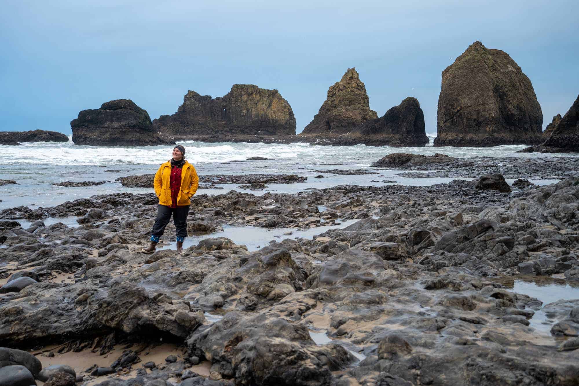 Amanda on the Oregon Coast in winter