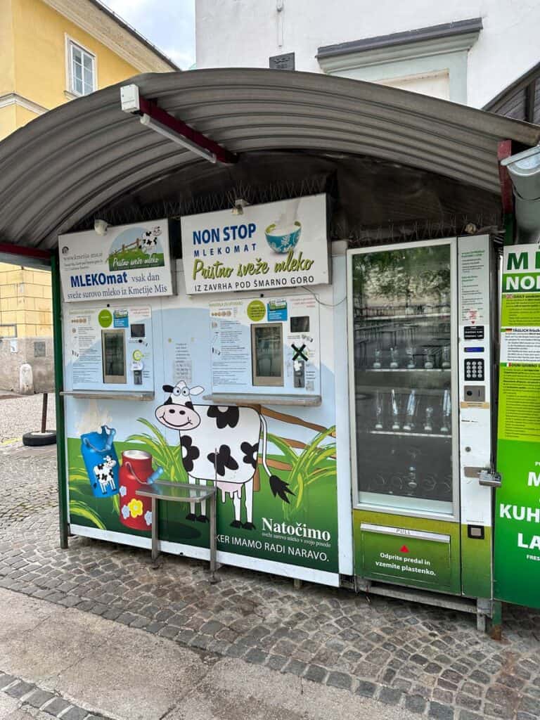 Milk vending machine is Ljubljana