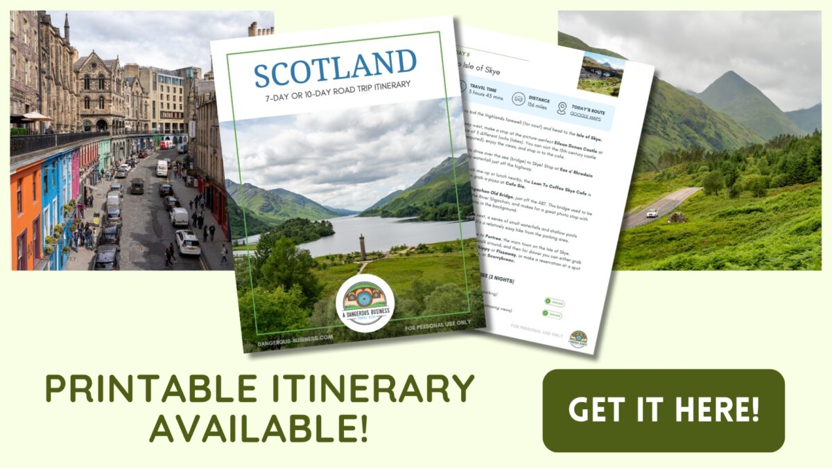 Scotland road trip itinerary printable