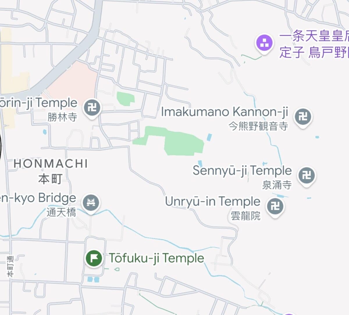 Temples on Kyoto map