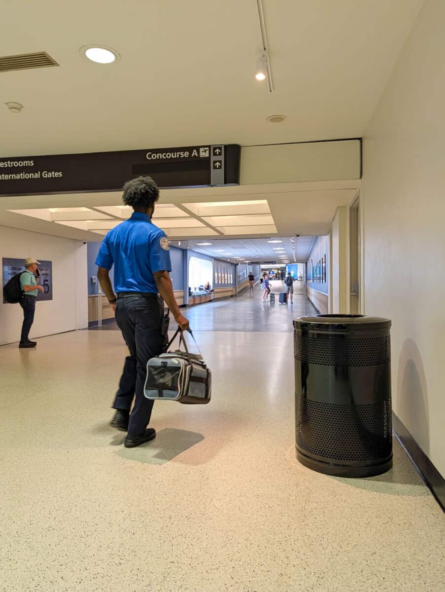 TSA agent with cat carrier